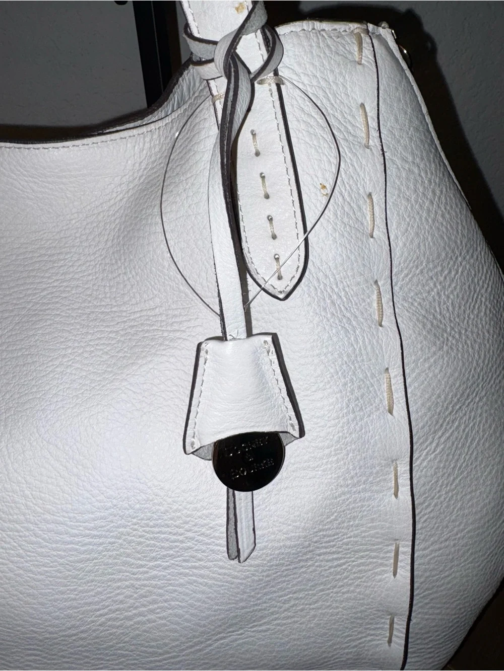 Dooney & Bourke Florentine White Leather Large Zip Gusset Tote Bag NWOT